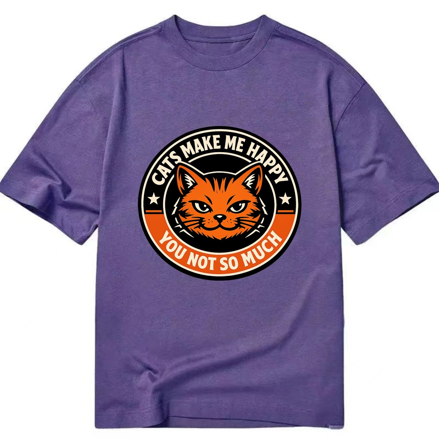 Joyful Whiskers Emblem - Classic T-shirt - Purple