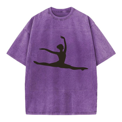 Ballet dancer in grand jete leap - Vintage T-shirt - Purple