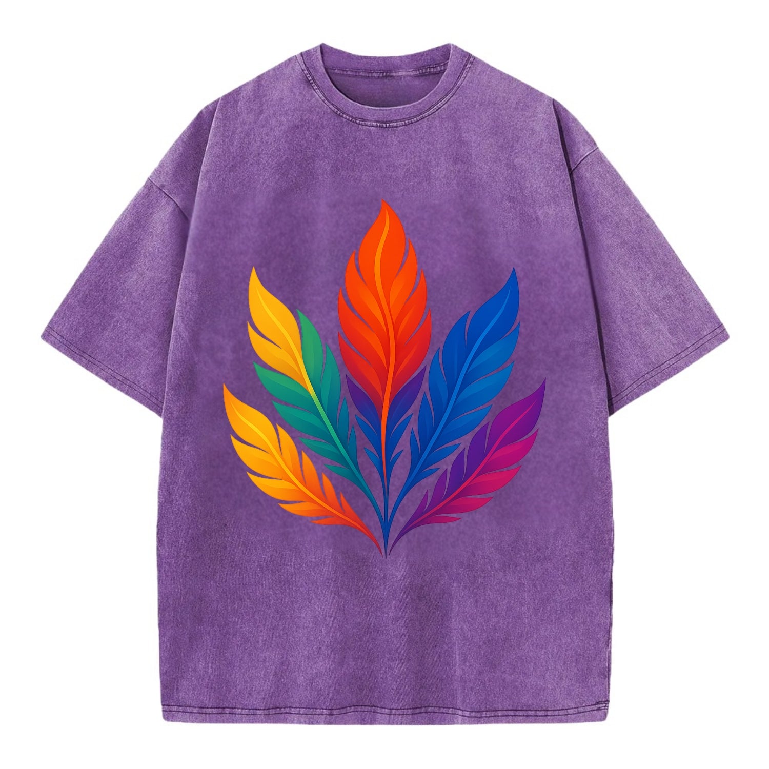 Phoenix Feathers - Each feather a differ - Vintage T-shirt - Purple