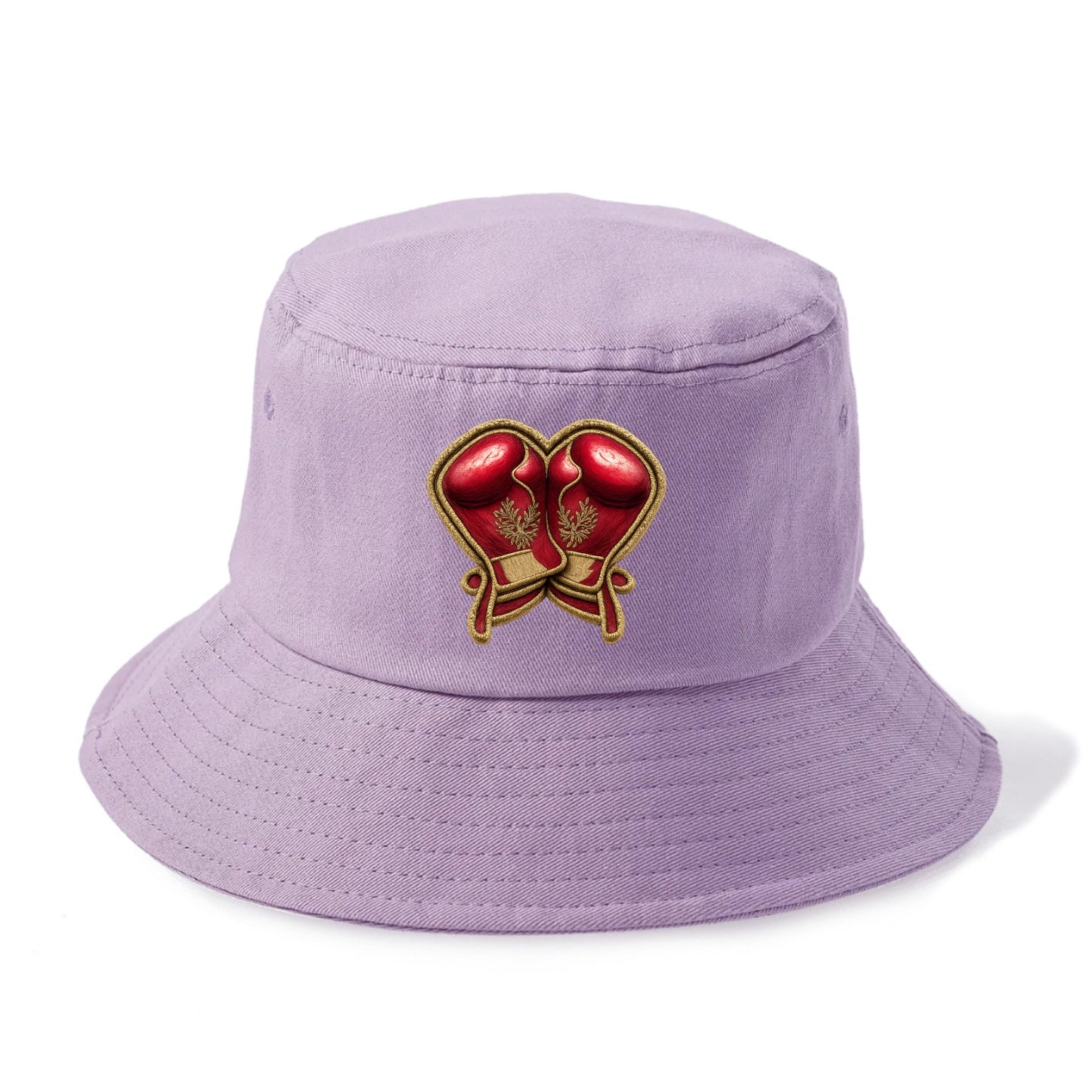 Embroidered patch design - BOXING GLOVES - red boxing gloves crossed in crimson and - Bucket Hat - Purple