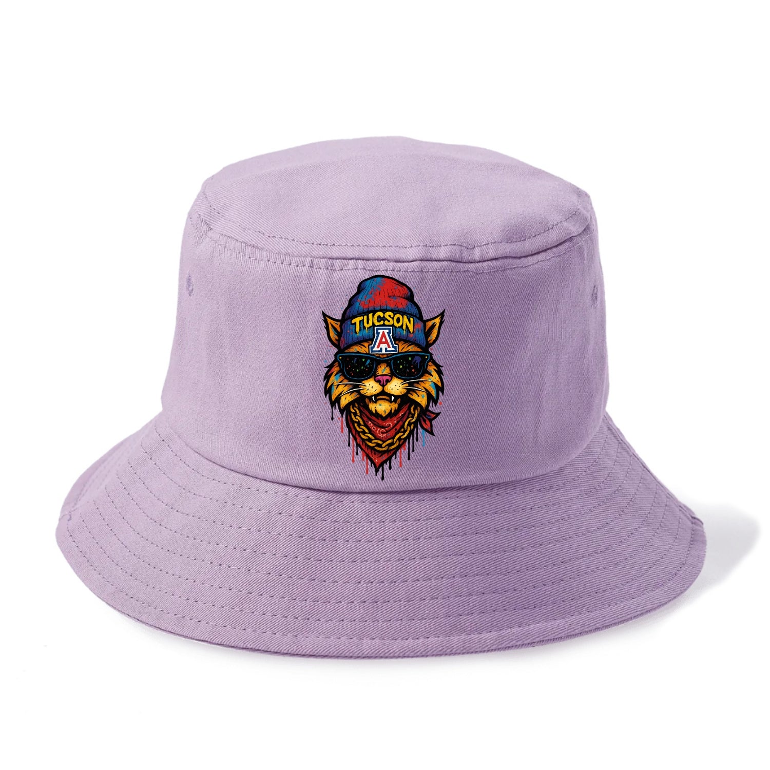 Tucson Wildcat wearing Arizona beanie with A patch - Bucket Hat - Purple
