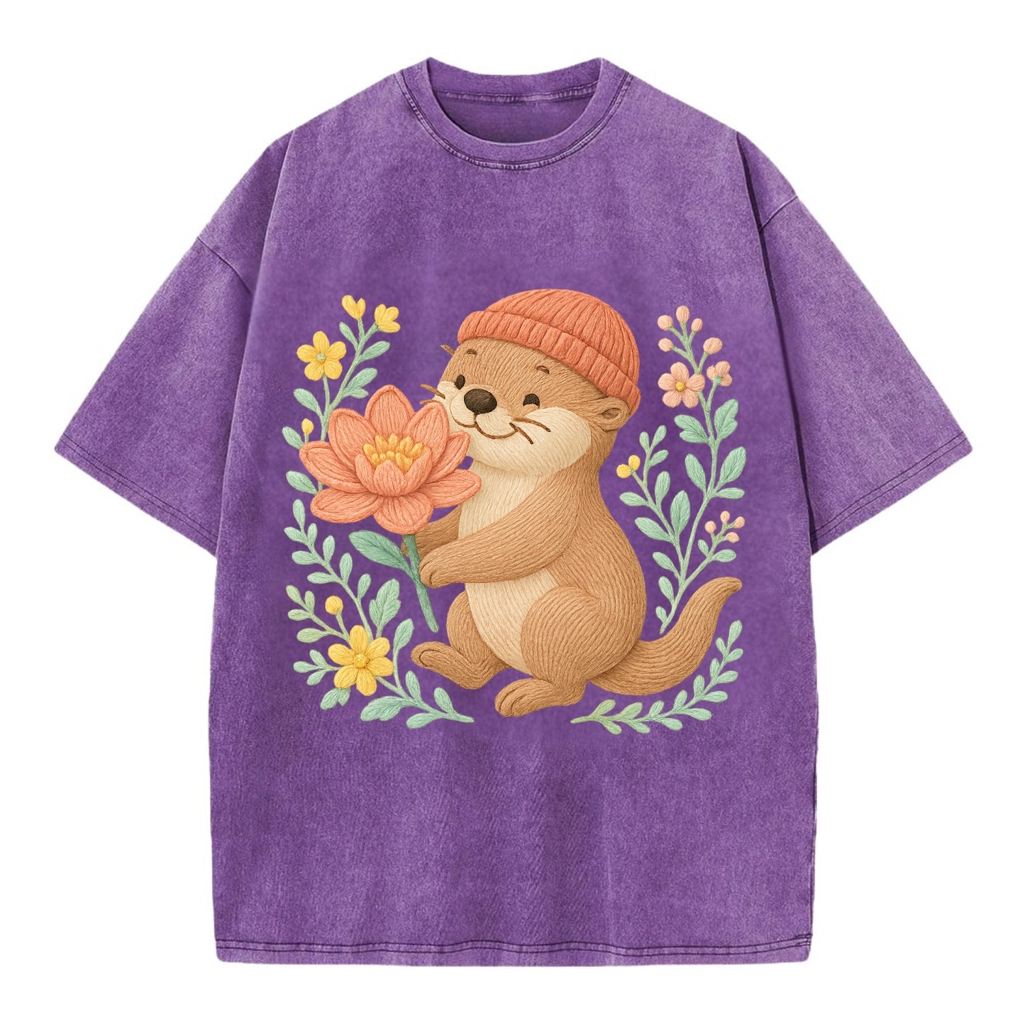 Peach Otter - Vintage T-shirt - Purple