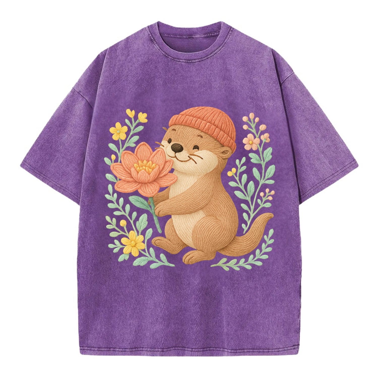 Peach Otter - Vintage T-shirt - Purple