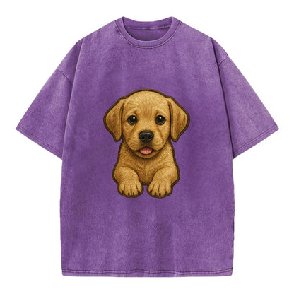 Baby Labrador Retriever Puppy - yellow/black/chocolate, soulful eyes, soft ears, - Vintage T-shirt - Purple