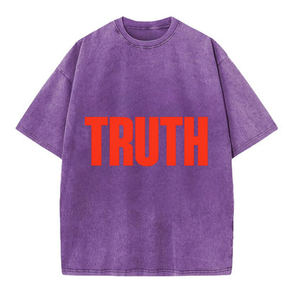 Bold typography design - "TRUTH" - honesty, reality - Vintage T-shirt - Purple