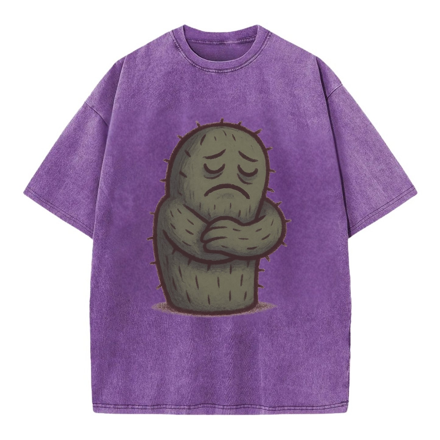 SINGLE IS VALID | Content cactus hugging itself - Vintage T-shirt - Purple