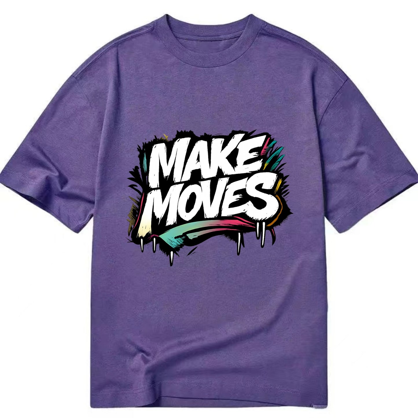 Bold typography design - "MAKE MOVES" - take action, progress forward - Classic T-shirt - Purple