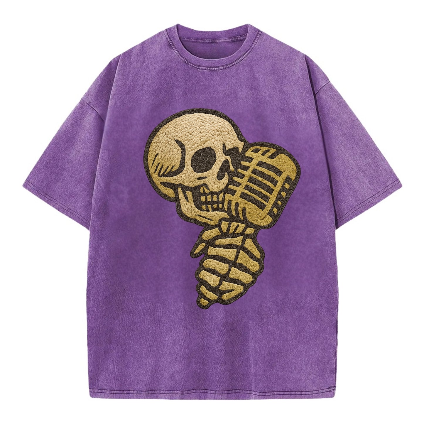 Skull Microphone  - Vintage T-shirt - Purple