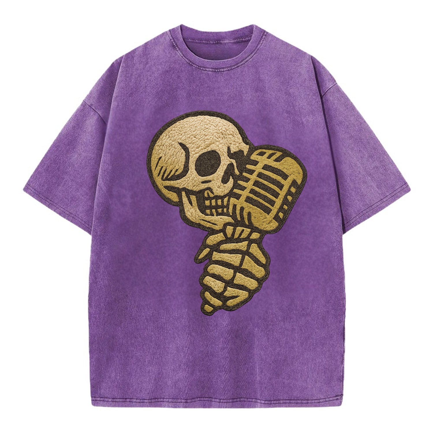 Skull Microphone  - Vintage T-shirt - Purple