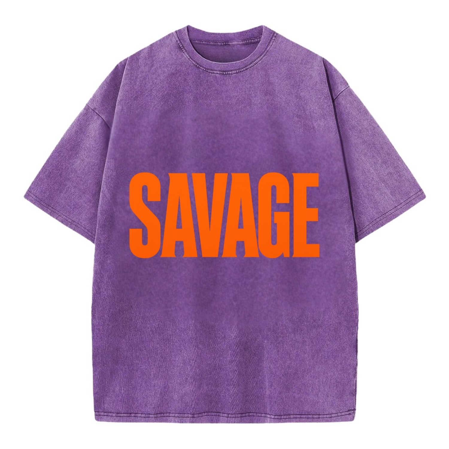 Bold typography design - "SAVAGE" - fierce attitude, taking no prisoners - Vintage T-shirt - Purple