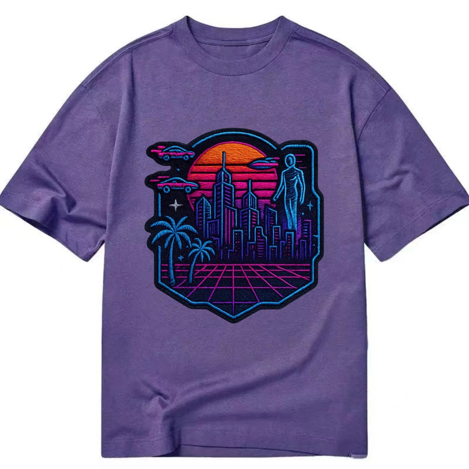 Cyberpunk City - Classic T-shirt - Purple