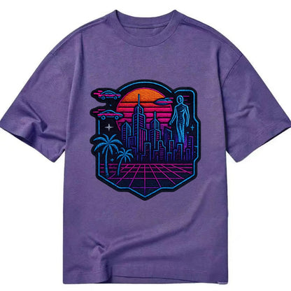 Cyberpunk City - Classic T-shirt - Purple
