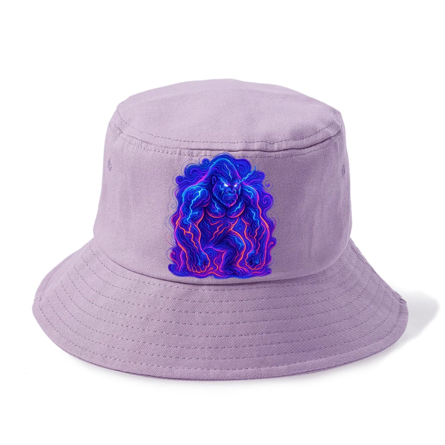Mighty gorilla with electricity flowing through defined muscles, lightning bolt - Bucket Hat - Purple
