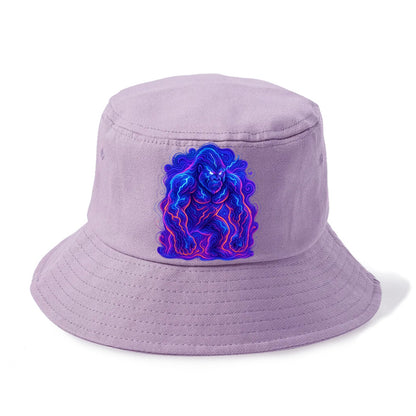 Mighty gorilla with electricity flowing through defined muscles, lightning bolt - Bucket Hat - Purple