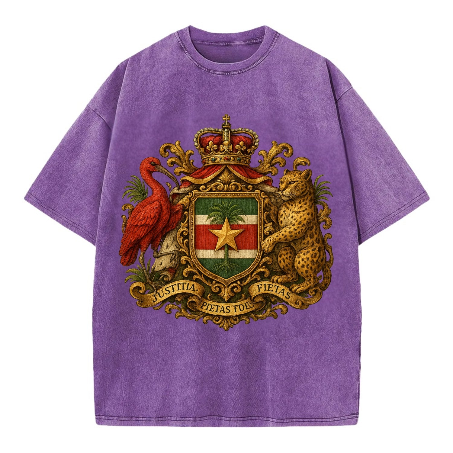 Suriname Star Emblem  - Vintage T-shirt - Purple
