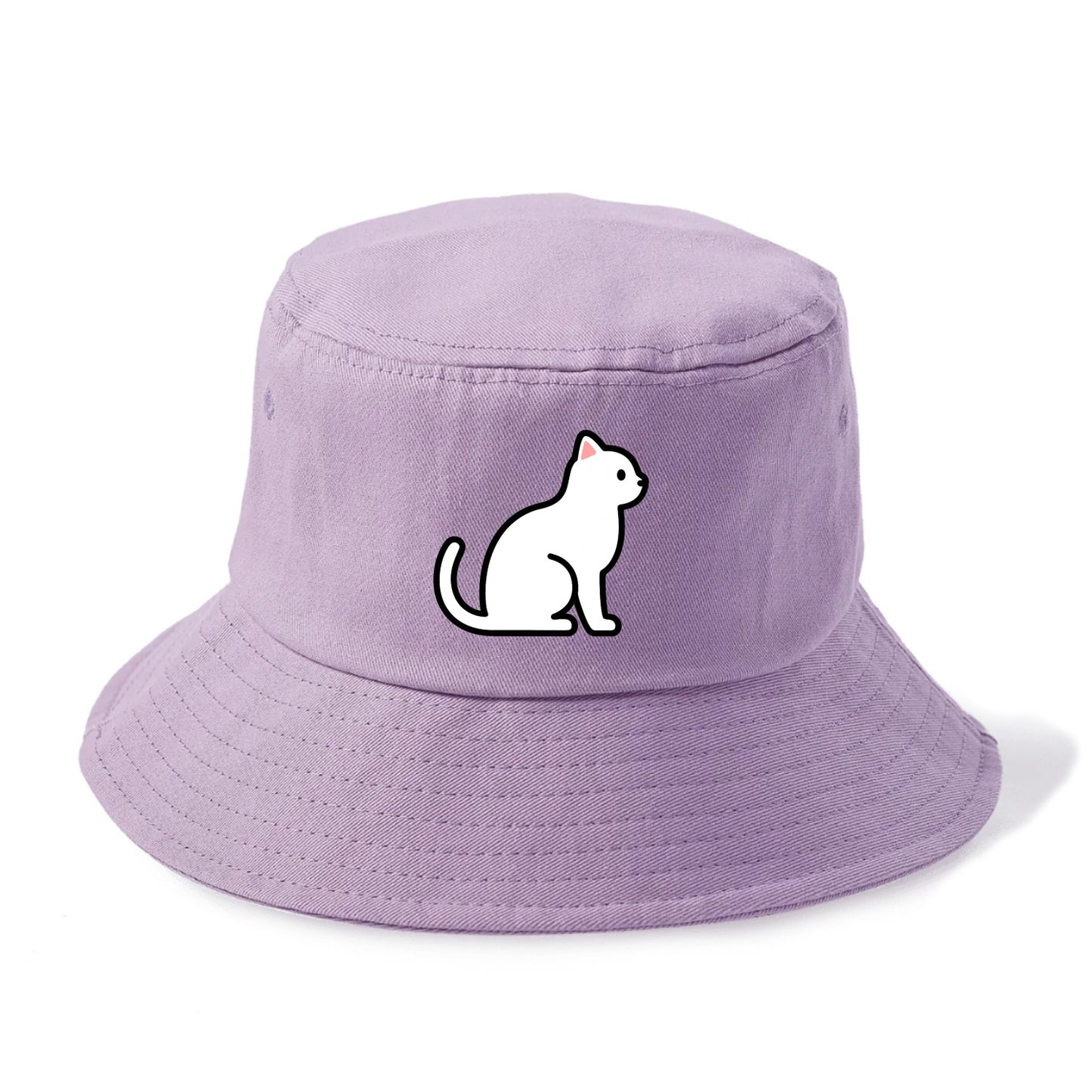 Domestic Shorthair - White classic flat side profile - Bucket Hat - Purple