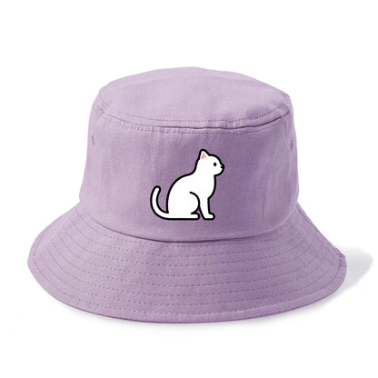 Domestic Shorthair - White classic flat side profile - Bucket Hat - Purple