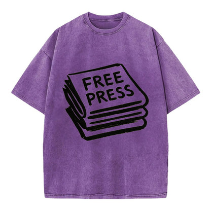 Stack of newspapers - free press bold ink brushstrokes - Vintage T-shirt - Purple