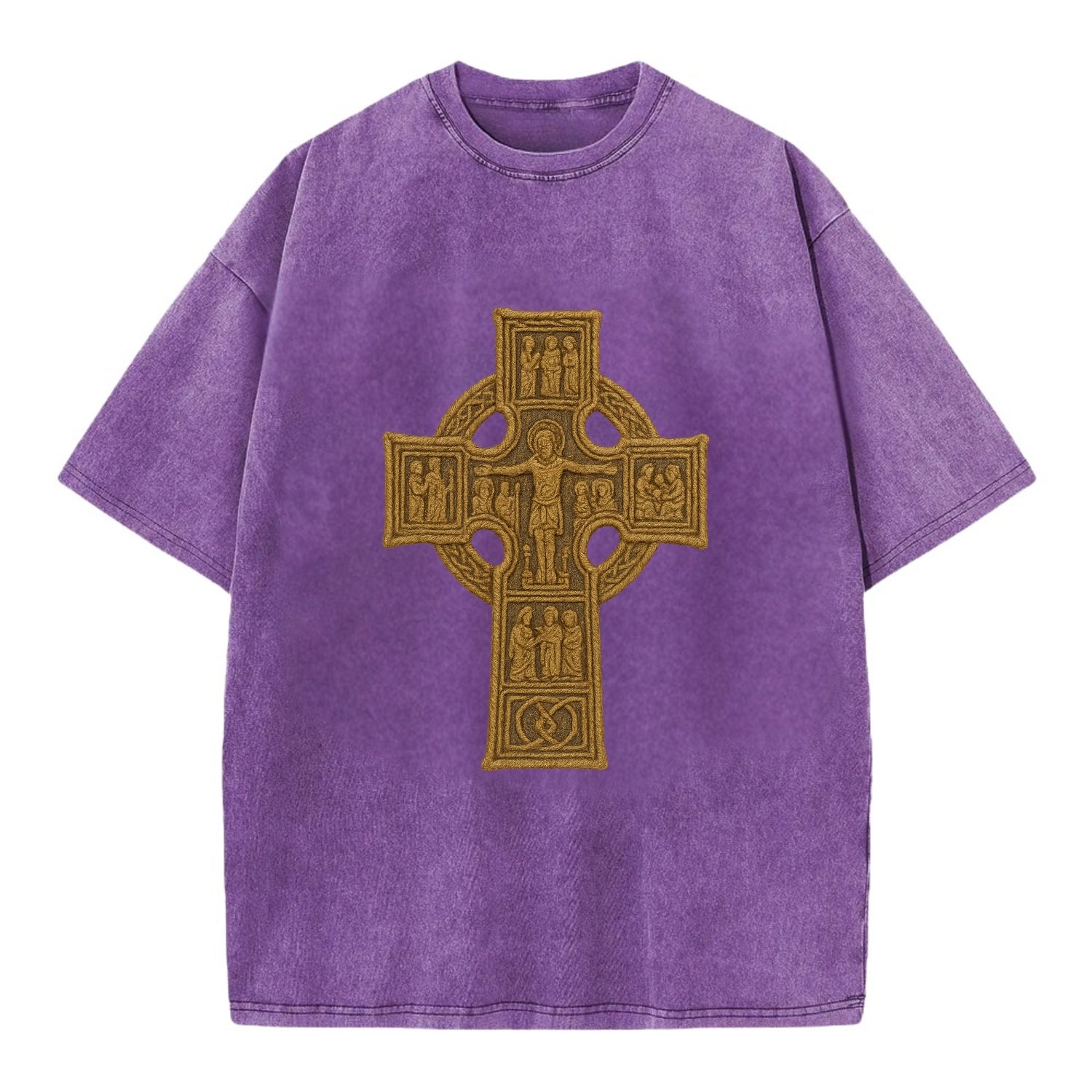 Monasterboice Cross - Vintage T-shirt - Purple