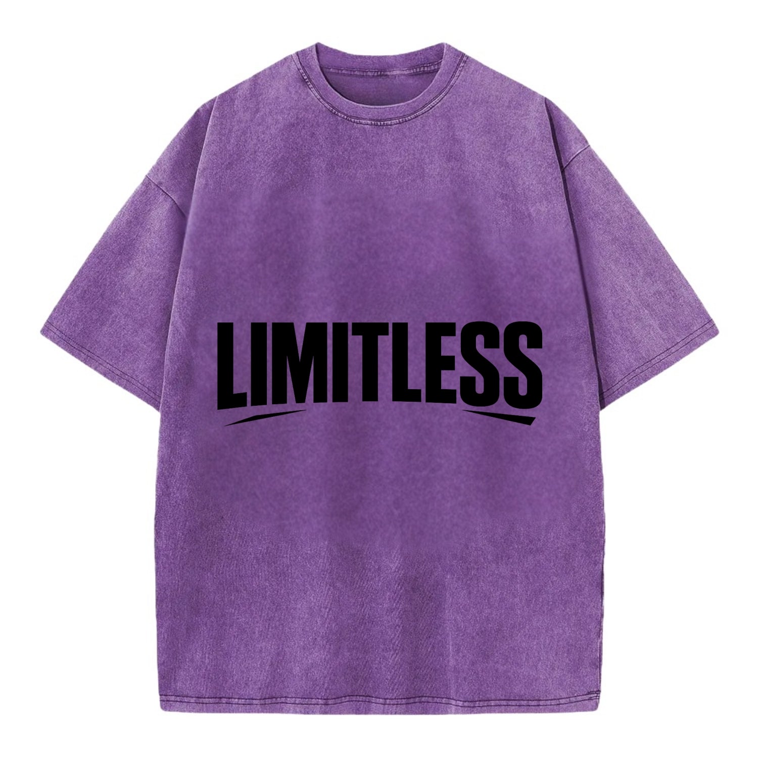 Bold typography design - "LIMITLESS" - no boundaries, infinite potential - Vintage T-shirt - Purple