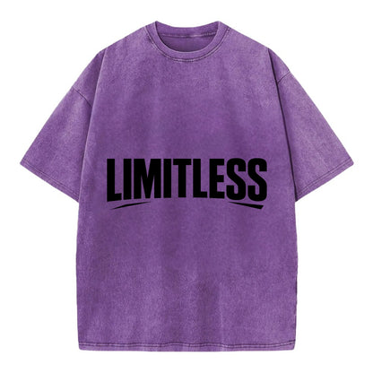 Bold typography design - "LIMITLESS" - no boundaries, infinite potential - Vintage T-shirt - Purple