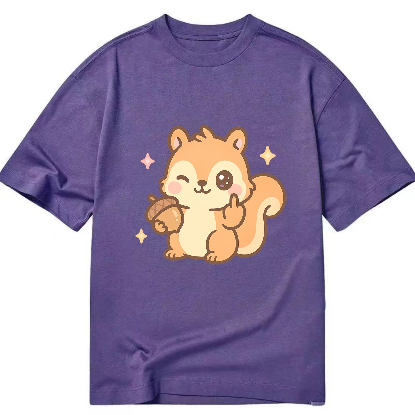 sweet squirrel holding acorn in one paw, flipping off with the other - Classic T-shirt - Purple