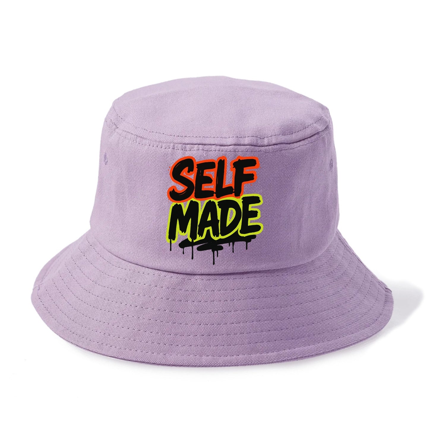 Bold typography design - "SELF MADE" - built from nothing, earned success - Bucket Hat - Purple
