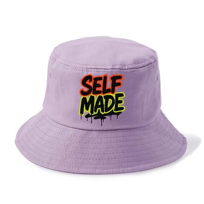 Bold typography design - "SELF MADE" - built from nothing, earned success - Bucket Hat - Purple