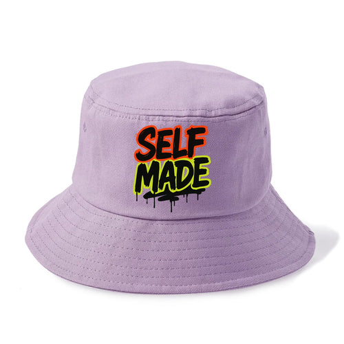 Bold typography design - SELF MADE - built from nothing, earned success - Bucket Hat