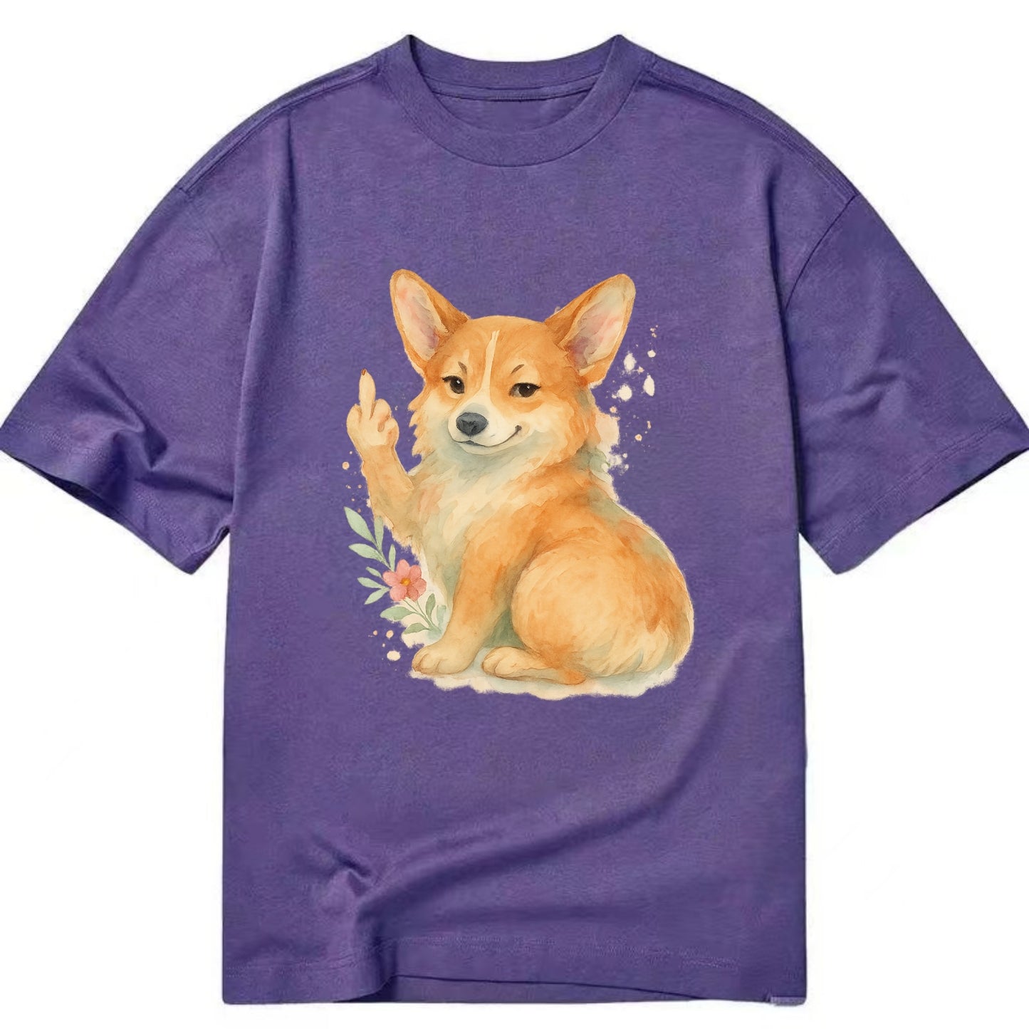 Corgi short legs and fluffy butt, one stubby paw up with sass - Classic T-shirt - Purple