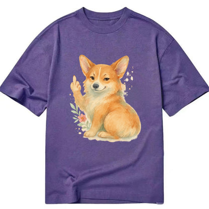 Corgi short legs and fluffy butt, one stubby paw up with sass - Classic T-shirt - Purple
