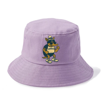 Dallas Armadillo wearing Cowboys beanie with lone star patch and wayfarer sunglasses - Bucket Hat - Purple