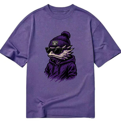 Fort Worth Horned Frog wearing TCU beanie with frog patch - Classic T-shirt - Purple