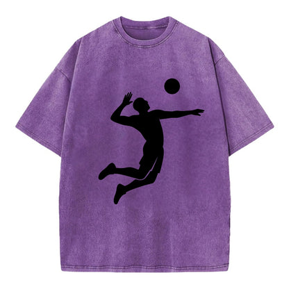 Volleyball player spiking ball - Vintage T-shirt - Purple