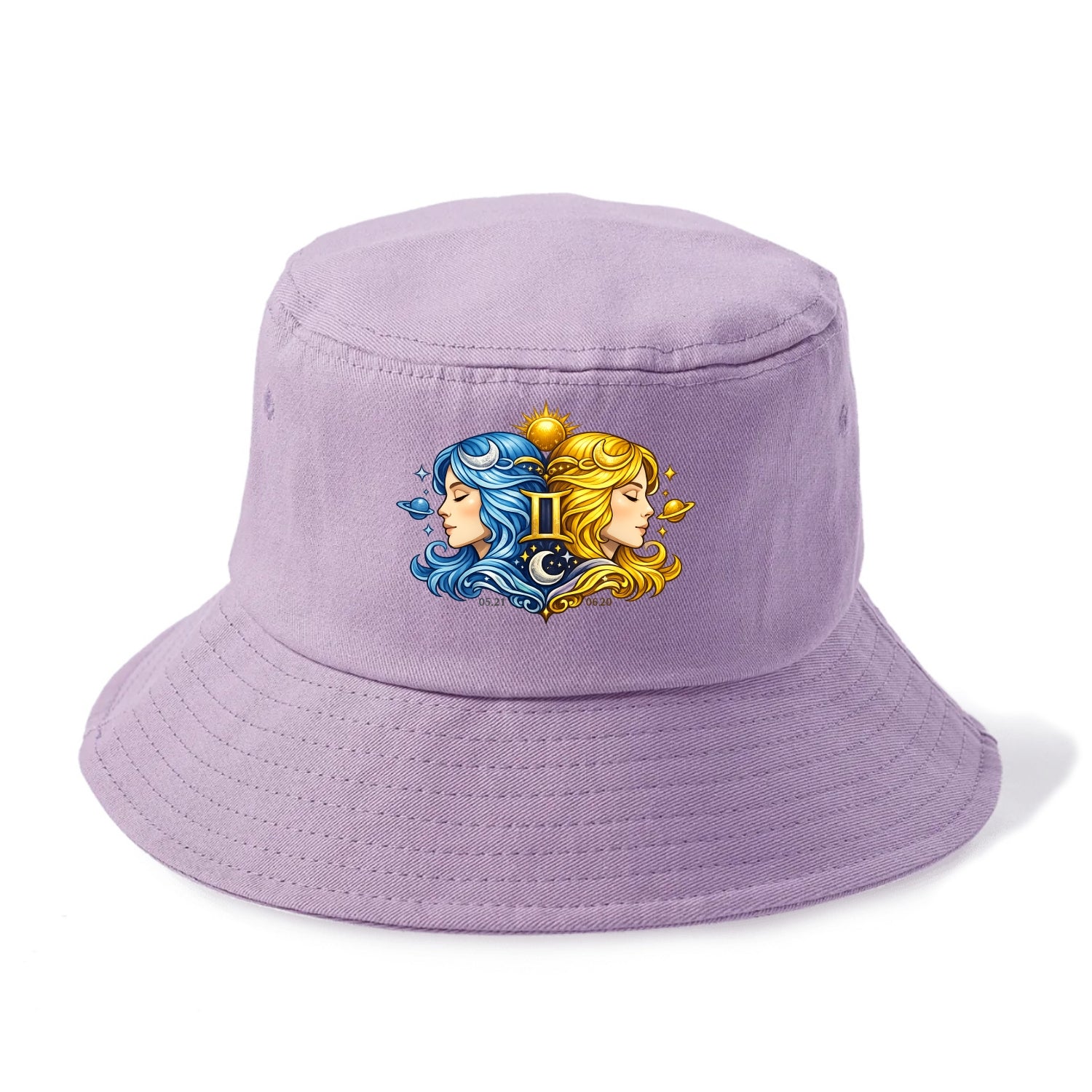 TWIN FACES | Two faces in profile mirror image | Gemini duality | Opposite - Bucket Hat - Purple