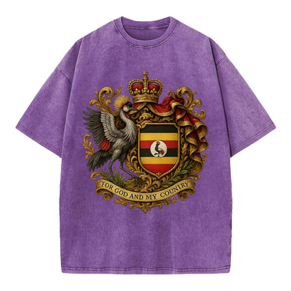 Uganda Crested Crane Emblem  - Vintage T-shirt - Purple