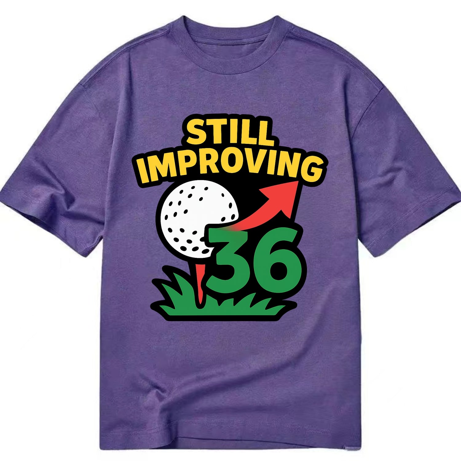 Handicap number getting higher with arrow - "Still Improving" - optimistic - Classic T-shirt - Purple