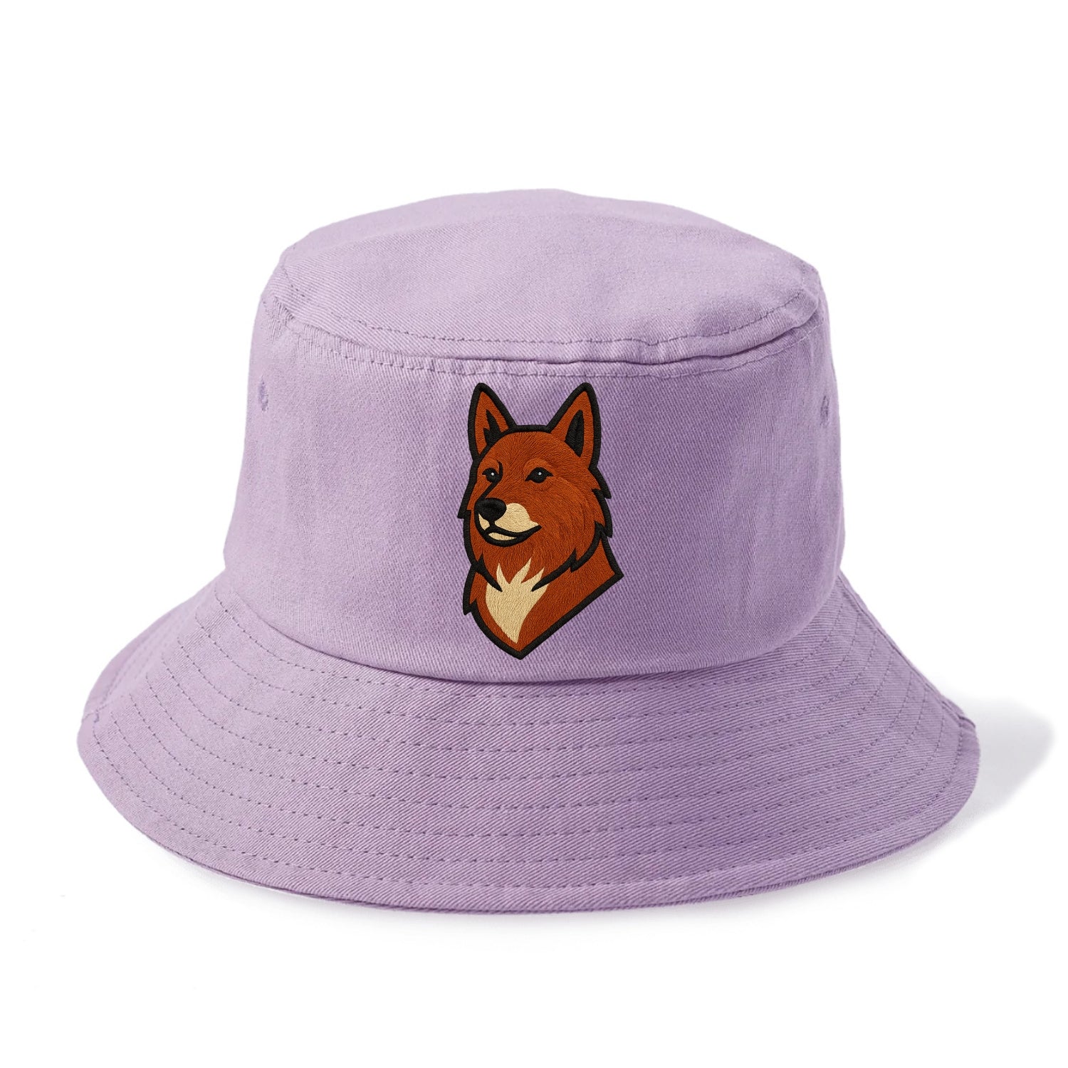 Finnish Spitz - Fox-red pointed ears embroidered pose - Bucket Hat - Purple