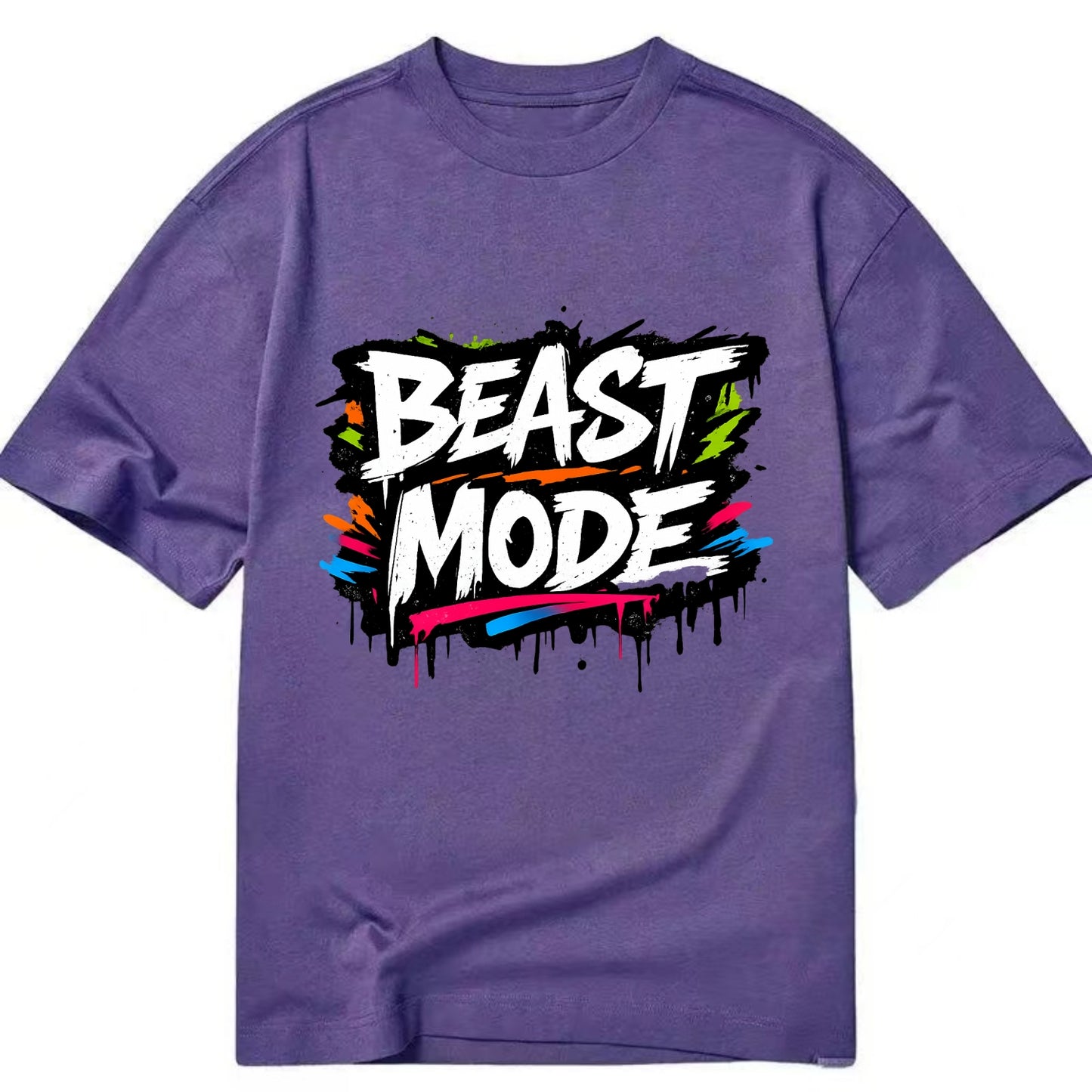 Bold typography design - "BEAST MODE" - intense workout, maximum effort - Classic T-shirt - Purple