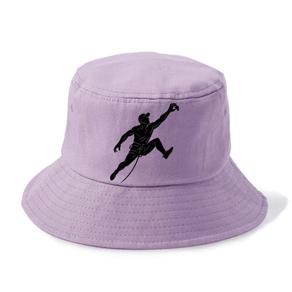 Rock wall climber reaching hold - Bucket Hat - Purple