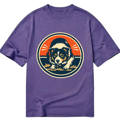 Focused Border Collie Emblem - Classic T-shirt - Purple