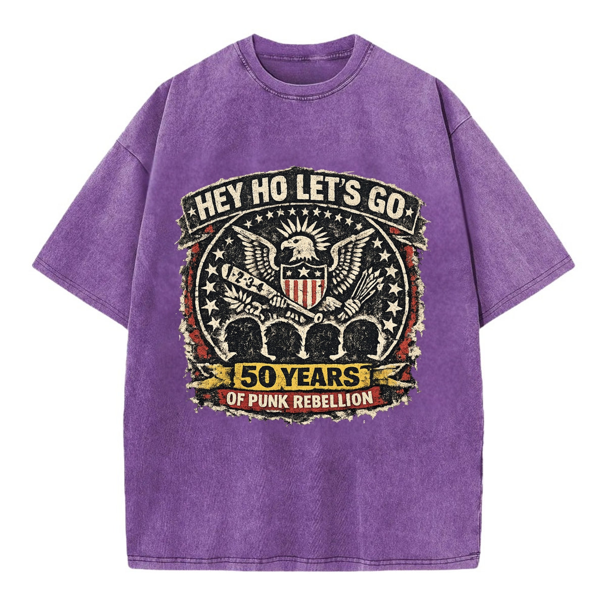 RAMONES LEGACY | Hey Ho Let's Go typography | Presidential seal parody | Four - Vintage T-shirt - Purple