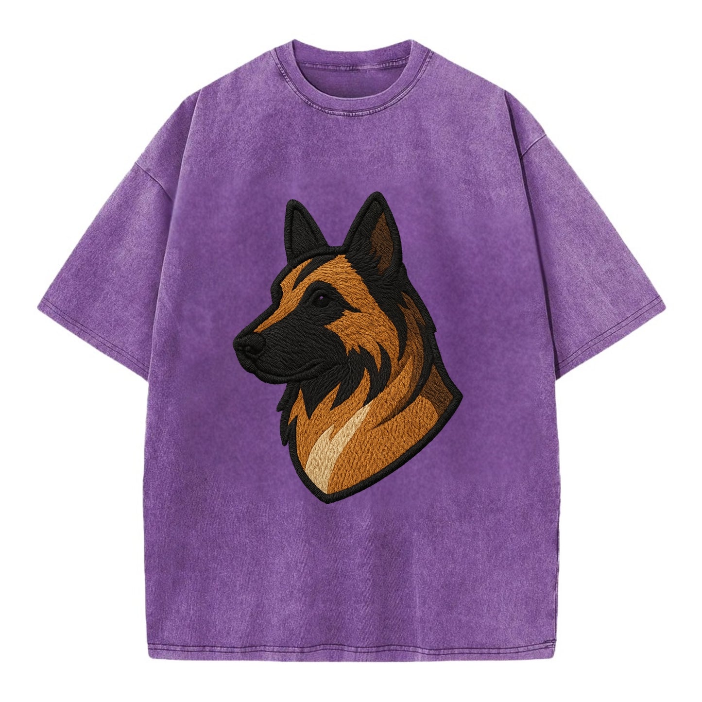 Belgian Tervuren - Fawn with black overlay embroidered design - Vintage T-shirt - Purple