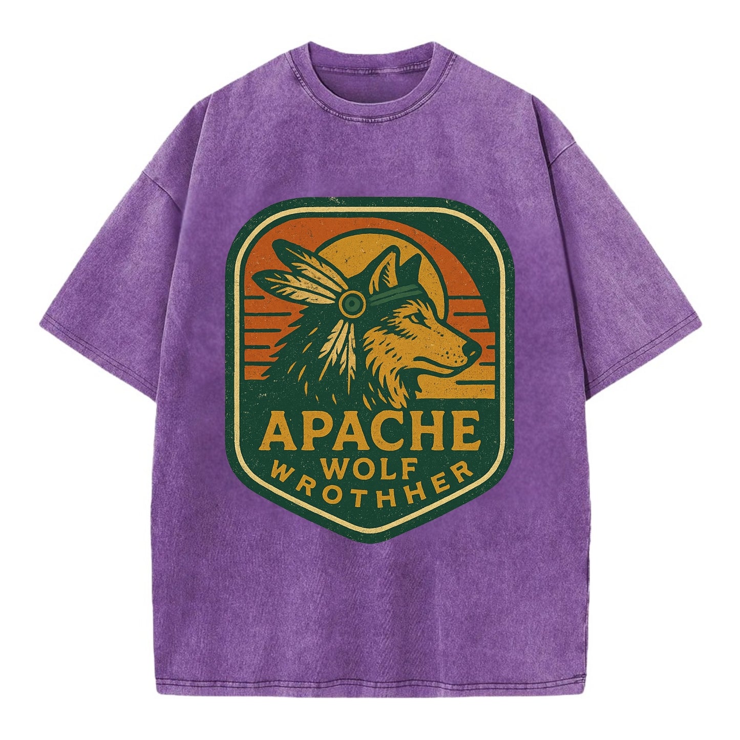 Apache Wolf Brother  - Vintage T-shirt - Purple