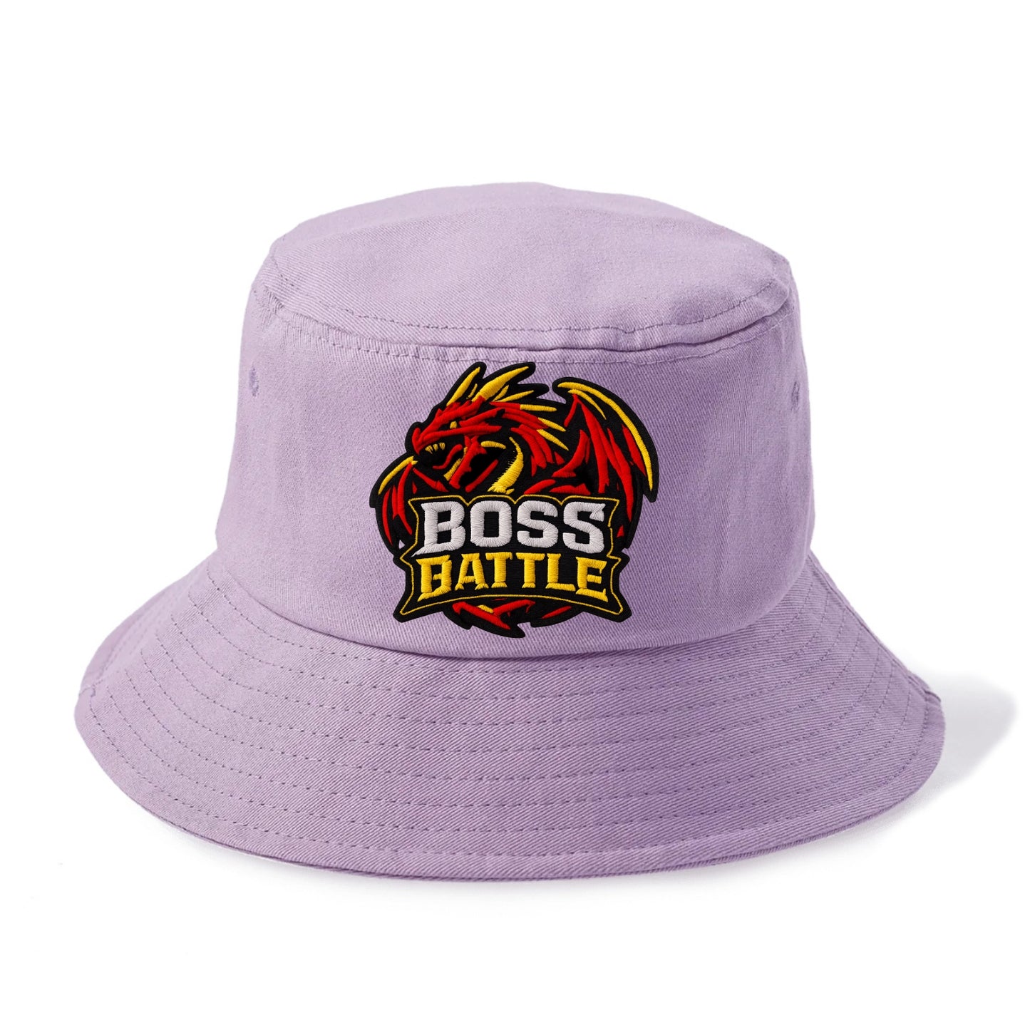 BOSS BATTLE - dragon silhouette in red and gold , raid - Bucket Hat - Purple
