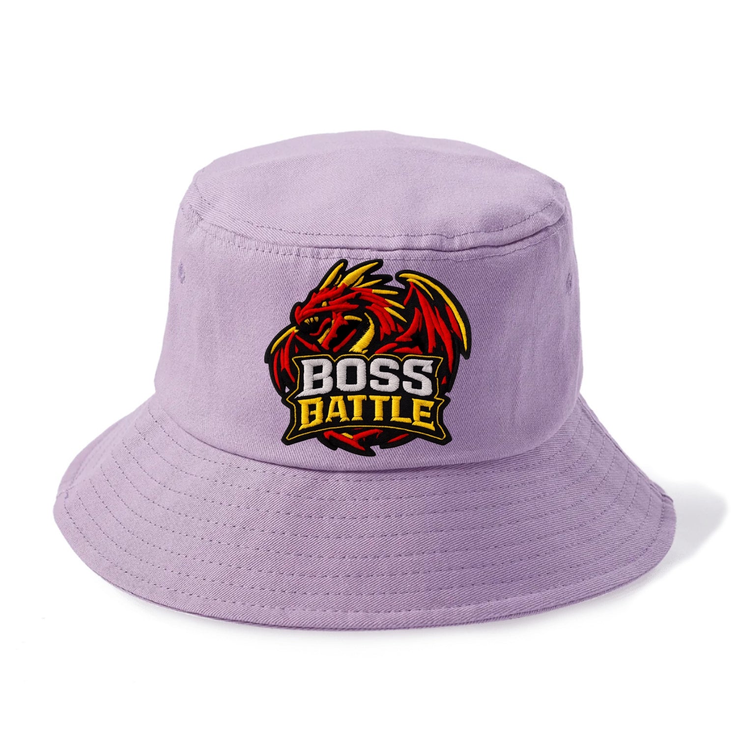 BOSS BATTLE - dragon silhouette in red and gold , raid - Bucket Hat - Purple