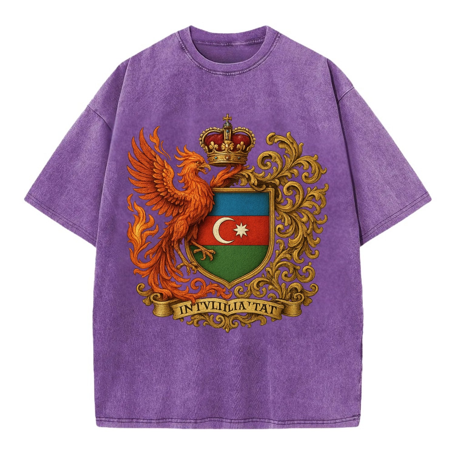 Azerbaijan Fire Phoenix Emblem  - Vintage T-shirt - Purple