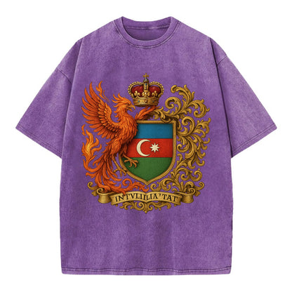 Azerbaijan Fire Phoenix Emblem  - Vintage T-shirt - Purple