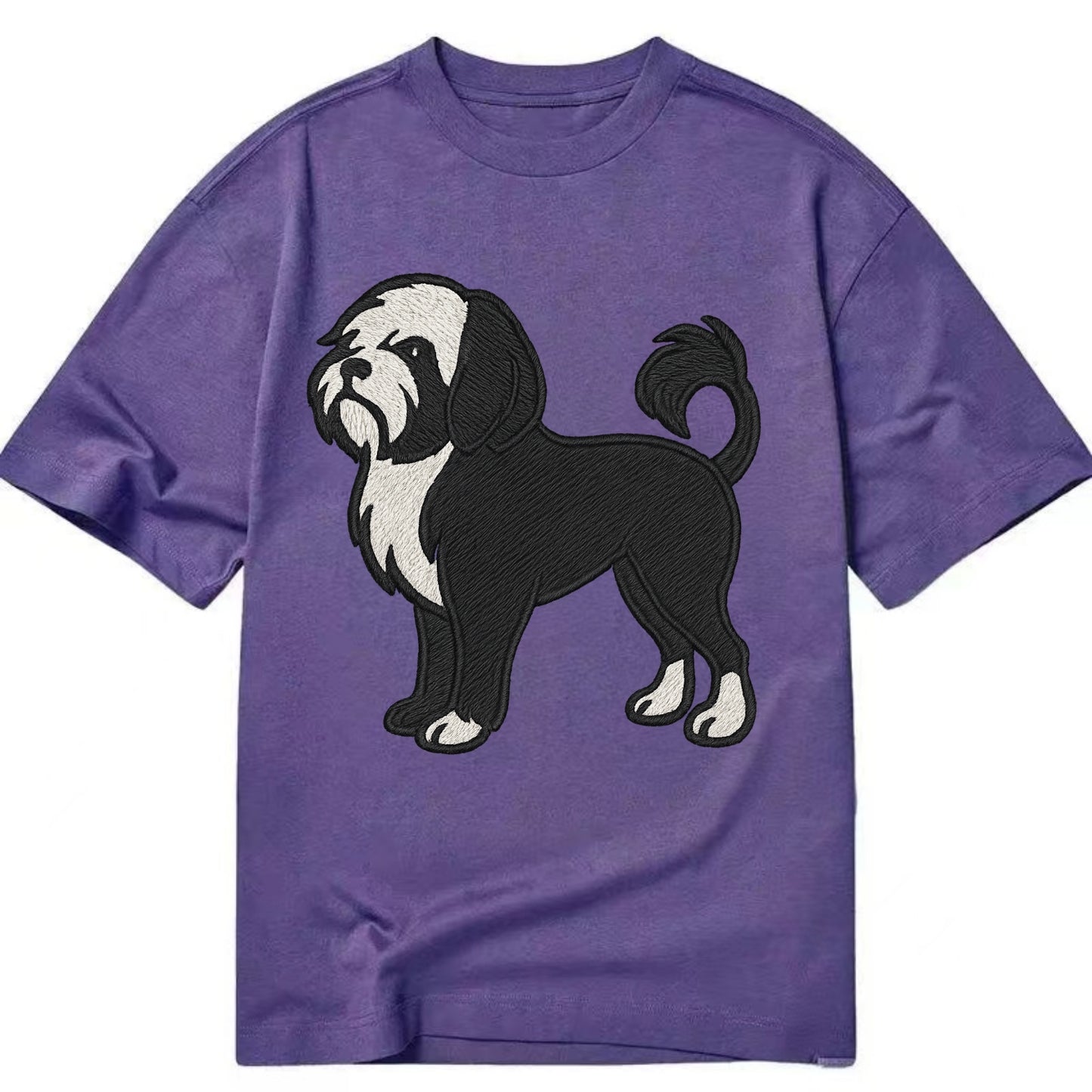 Löwchen - Black and white lion trim embr - Classic T-shirt - Purple