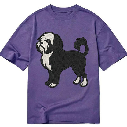 Löwchen - Black and white lion trim embr - Classic T-shirt - Purple
